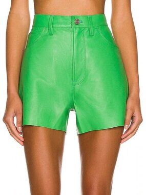 💋STUNNING!💋FRAME 100% lamb leather High Rise Short in Grass Green